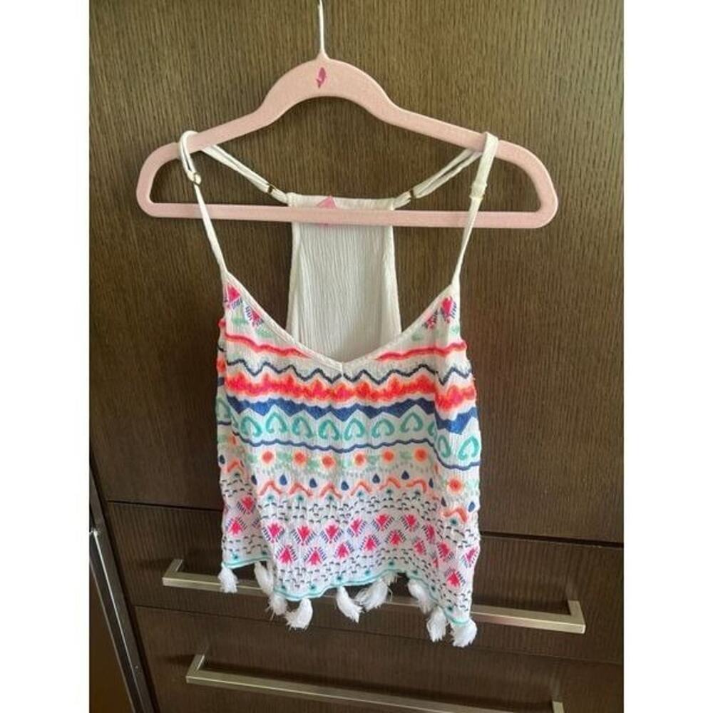 NEW Lilly Pulitzer Katen Crop Top Treasure Embroidered Tank Top XS Bead Sequin